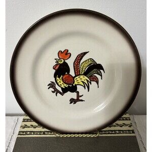 Set of 4 Vintage Metlox Poppytrail Red Rooster 7.5” Salad Bread Side Pla…